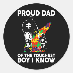 Sticker Rond Fier Papa Du Garçon Le Plus Touché Que Je Connais