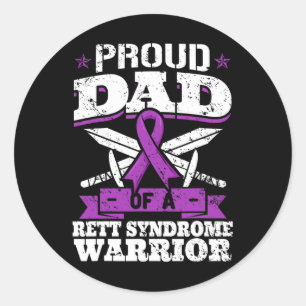Sticker Rond Fier Papa D'Un Syndrome De Rett Guerrier Sensibili