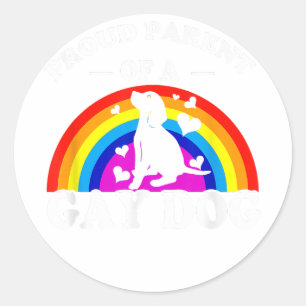 Sticker Rond Fier parent d'un chien gay LGBT drôle de chien arc