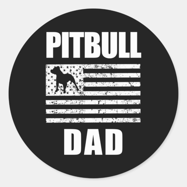 Sticker Rond Fier Pitbull Papa Américain Bully (Devant)
