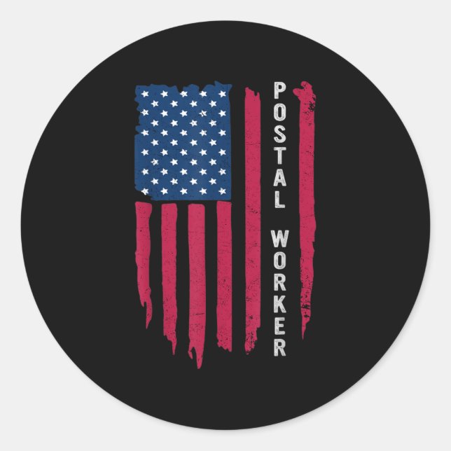 Sticker Rond Fier Postal Worker Postmaster Us Post Service Mem (Devant)