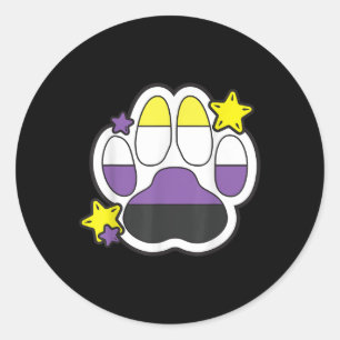 Sticker Rond Fier Pride Mois LGBTQ Patte Furry Non Binaire Droi