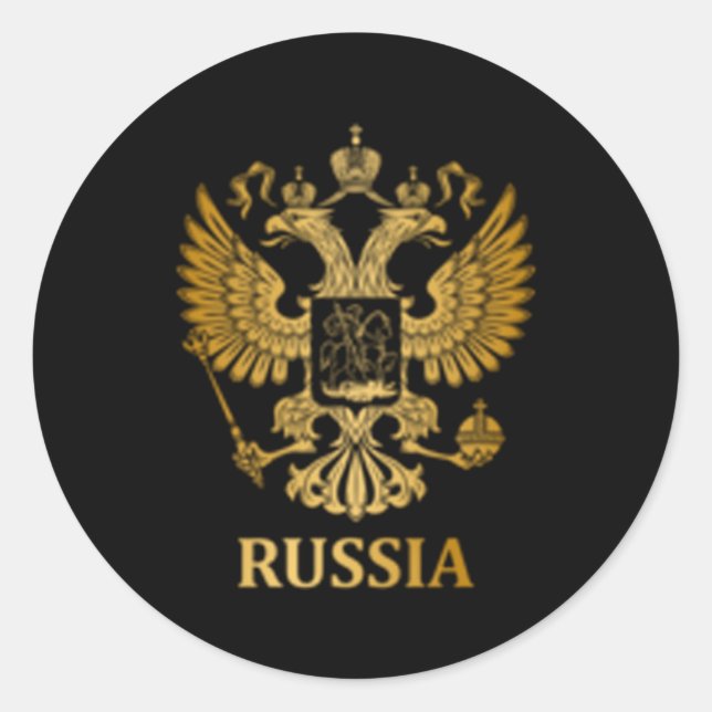 Sticker Rond Fier Russie Armoiries De Manteau Drapeau Russe Emb (Devant)