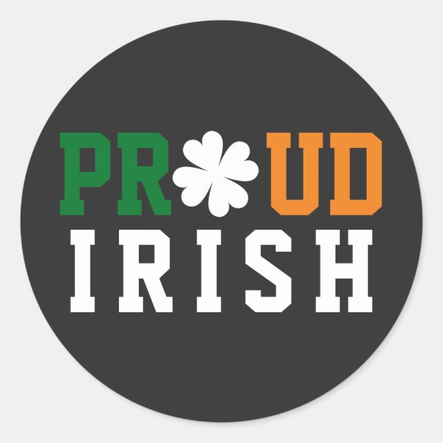 Sticker Rond Fier Shamrock irlandais Lucky Clover Citation St P (Devant)