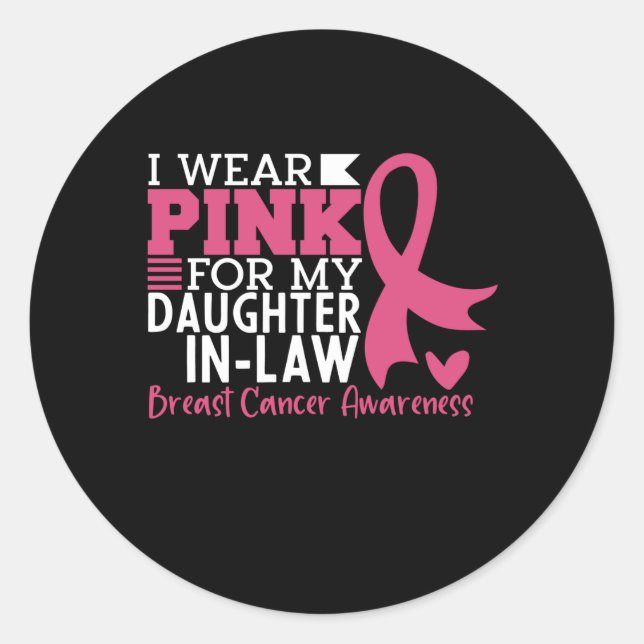 Sticker Rond Fier Soutien familial Cancer du sein de la belle-f (Devant)