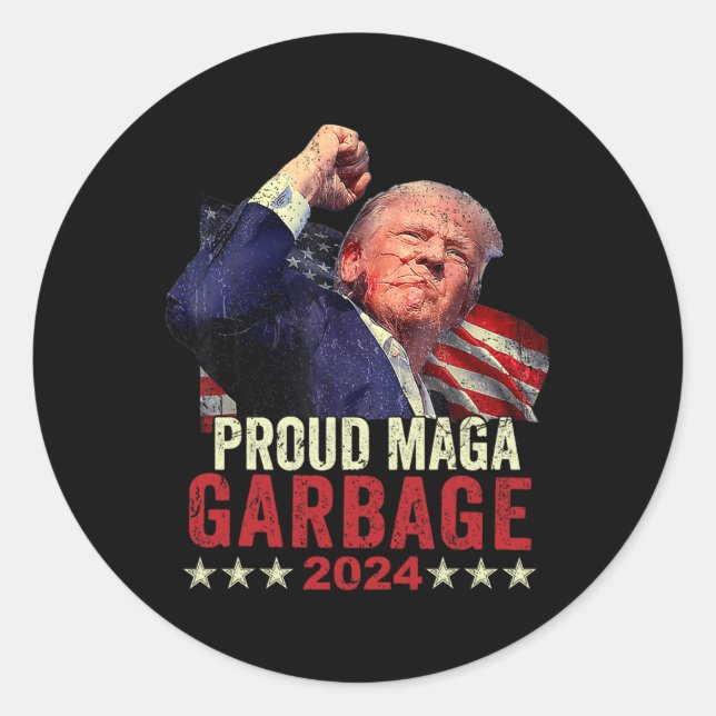 Sticker Rond Fier supporter de l'énorme détritus Trump 11  (Devant)