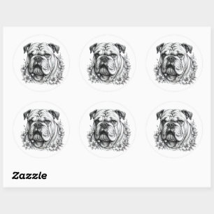 Sticker Rond Fierce Bulldog Parfait pour les Amoureux de les ch