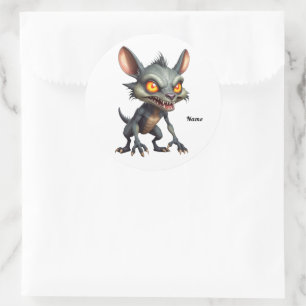 Sticker Rond Fierce Chupacabra Art Spiky Fourrure Imaginaire Cr