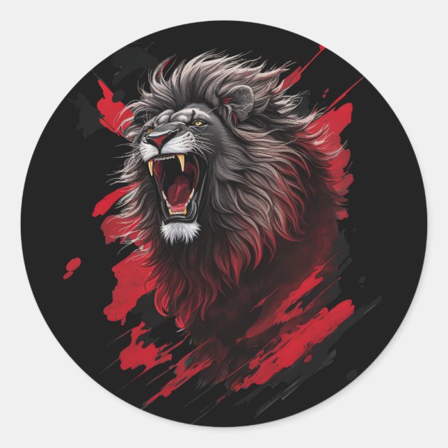 Sticker Rond Fierce, le lion noir (Devant)