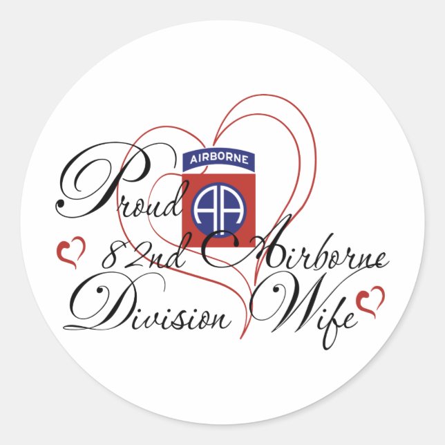 Sticker Rond Fière 82e Coeur de femme aéroportée (Devant)
