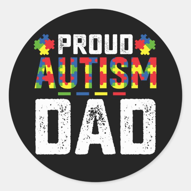 Sticker Rond Fière Autisme Papa Sensibilisation Famille Autiste (Devant)