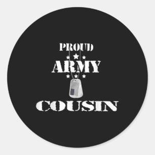 Sticker Rond Fière Cousin de l'armée Fierté militaire drapeau a
