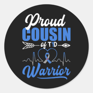 Sticker Rond Fière Cousin Du T1D Guerrier Sensibilisation au di