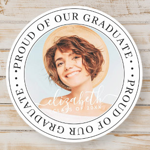 Sticker Rond Fière de notre Graduate 20XX Modern Graduation Pho