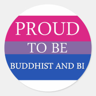 Sticker Rond Fière d'être bouddhiste et bi