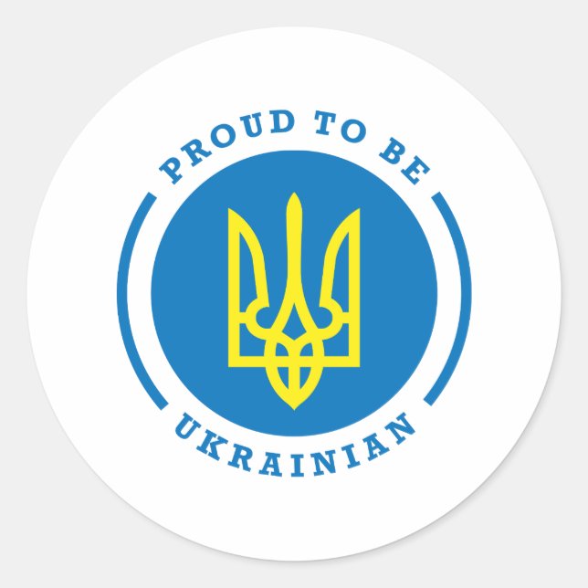Sticker Rond Fière d'être le signe ukrainien avec des armoiries (Devant)