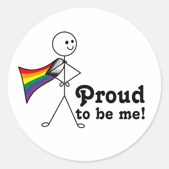 Sticker Rond Fière d'être moi LGBTQ+ Rainbow Quasar Progress Pr (Devant)