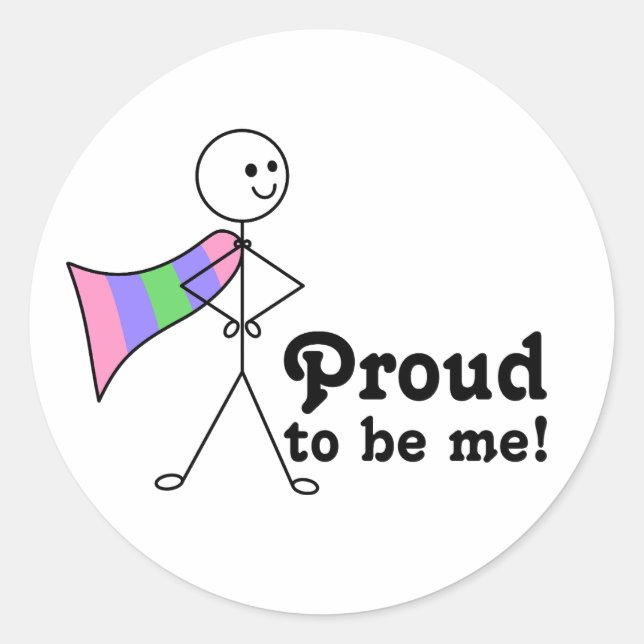 Sticker Rond Fière d'être moi Trigender Pride super héros (Devant)