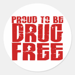 Sticker Rond Fière D'Être Sans Drogue 2