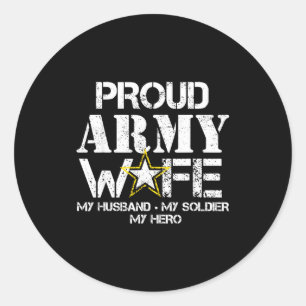 Sticker Rond fière épouse d'armée t pour épouse militaire mon s