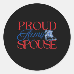 Sticker Rond Fière épouse de l'armée - Mari de femme de l'armée