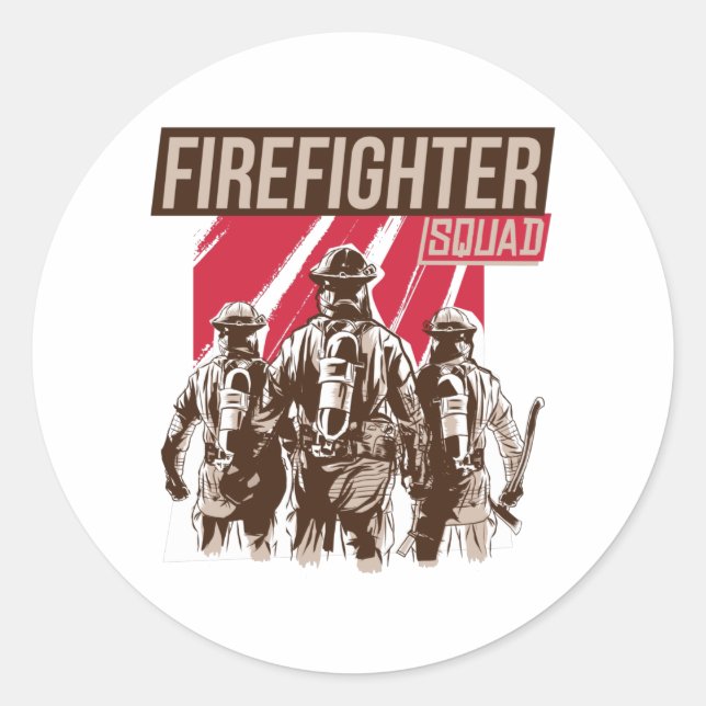 Sticker Rond Fière escouade de pompiers (Devant)
