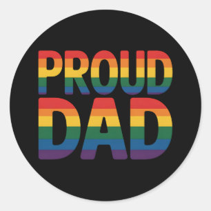 Sticker Rond Fière Famille de papa LGBTQ Gay pride Ally Arc-en-
