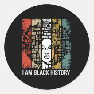 Sticker Rond Fière femme afro-américaine Afro Je suis femme de