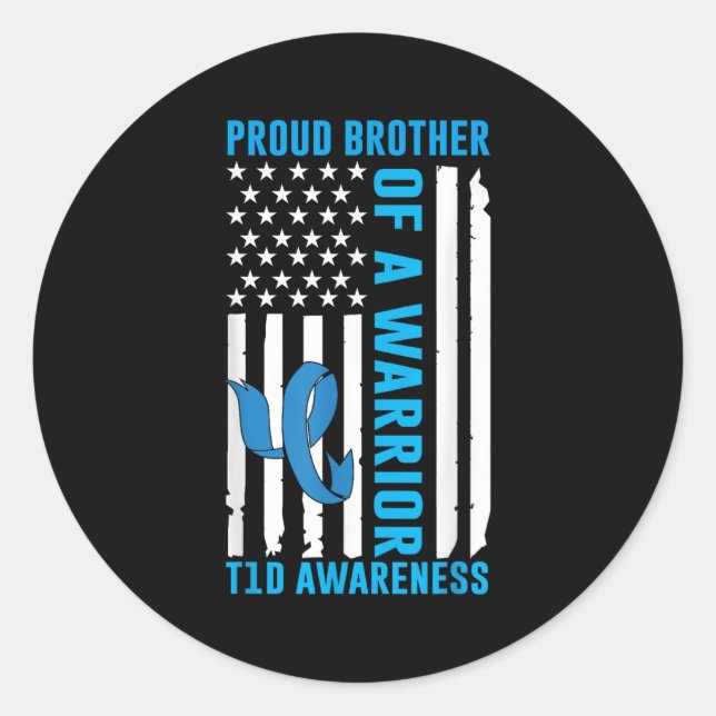 Sticker Rond Fière Frère D'Un Guerrier T1D Sensibilisation Au D (Devant)