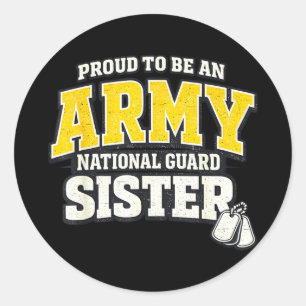 Sticker Rond Fière garde nationale de l'armée sœur famille mili