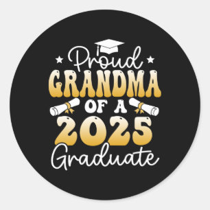 Sticker Rond Fière Grand-Mère D'Un Cl De 2025 Diplômé De Deuxiè