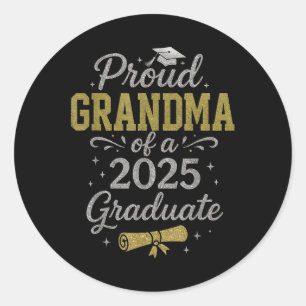 Sticker Rond Fière Grand-Mère D'Un Diplôme De Diplôme Supérieur