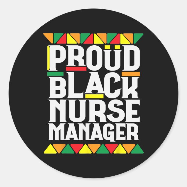 Sticker Rond Fière infirmière noire directrice Mois de l'histoi (Devant)