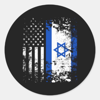 Sticker Rond Fière Israélienne Drapeau Américain Fierté Patriot