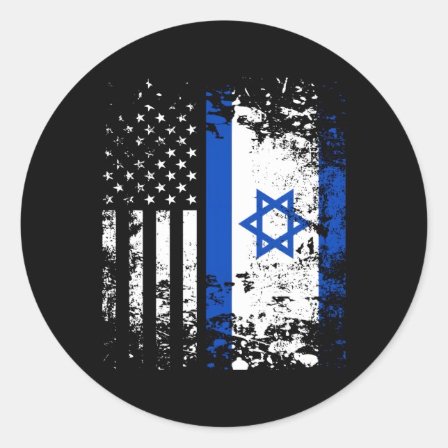 Sticker Rond Fière Israélienne Drapeau Américain Fierté Patriot (Devant)