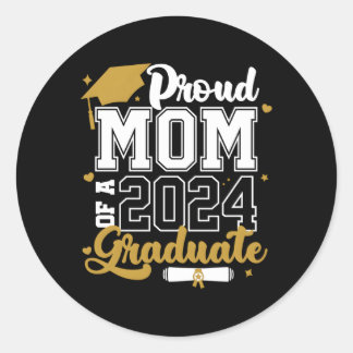 Sticker Rond Fière Maman D'Un Diplômé De 2024 Senior 2024 Class