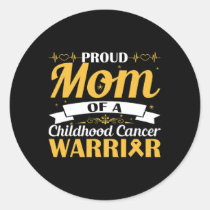 Sticker Rond Fière Maman D'Une Enfance Cancer Guerrier Sensibil