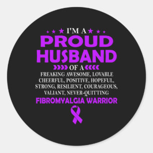 Sticker Rond Fière Mari De Fibromyalgie Guerrier T