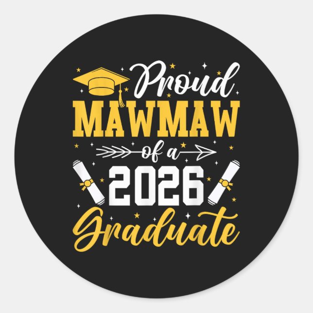 Sticker Rond Fière Mawmaw D'Une Grand-Mère Supérieure Diplômée  (Devant)