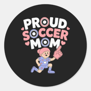 Sticker Rond Fière mère de footballeuse Support de fans joyeux