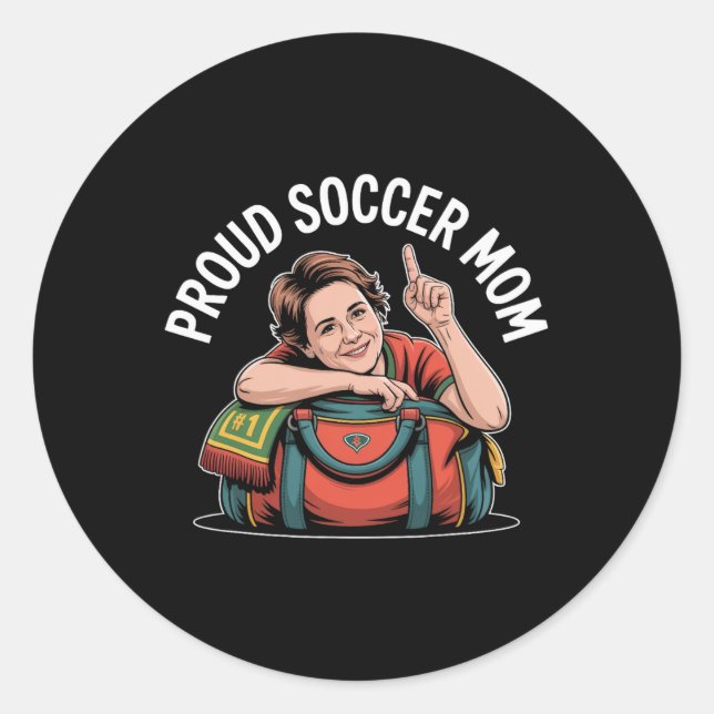 Sticker Rond Fière mère de footballeuse Supporteur joyeux pour  (Devant)