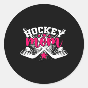 Sticker Rond Fière mère de hockey Sports d'hiver Maman de hocke