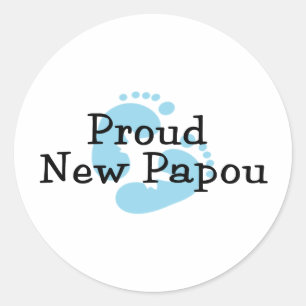 Sticker Rond Fière Nouvelle Empreinte de Pied de Bébé Garçon Pa