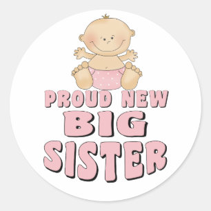 Sticker Rond Fière nouvelle grande soeur fille