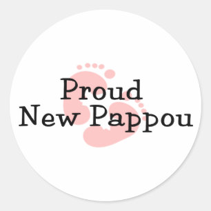 Sticker Rond Fière Nouvelle Pappou Empreintes de Bébé Fille