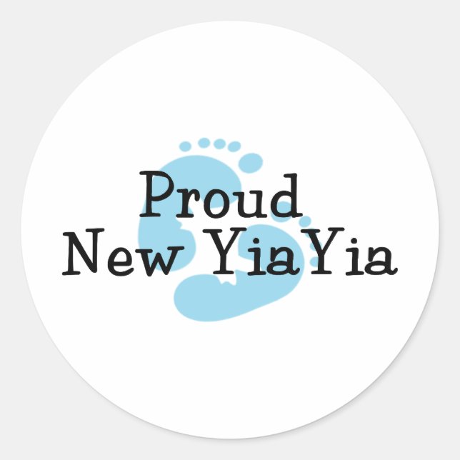 Sticker Rond Fière nouvelle Yiayia Empreintes de bébé garçon (Devant)