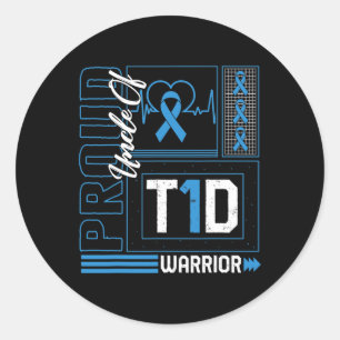 Sticker Rond Fière Oncle Du T1D Guerrier Ribbon L'Incitation Au