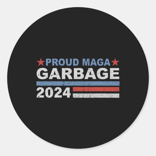 Sticker Rond Fière ordure Trump Supporter (Devant)