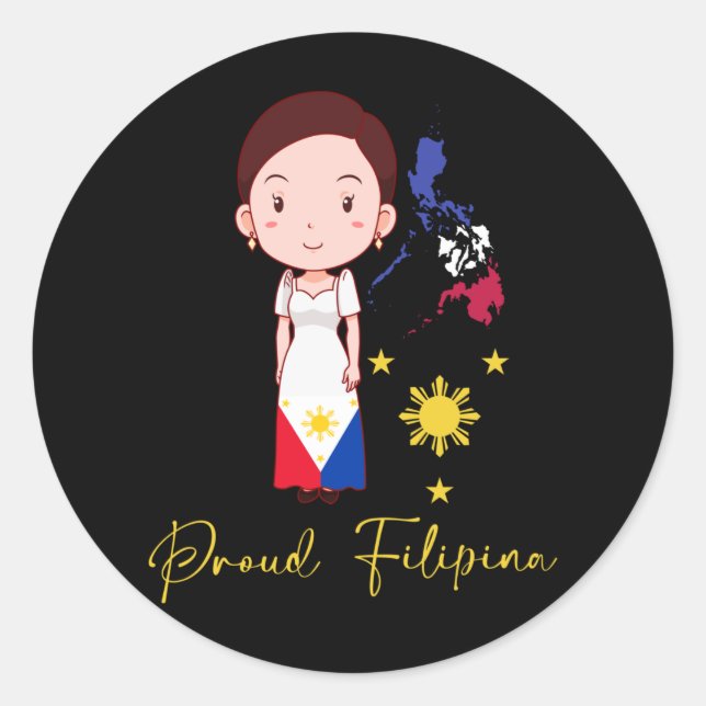 Sticker Rond Fière Philippines Femme Philippine Pide Pinay Girl (Devant)