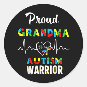 Sticker Rond Fière Sensibilisation sur l'autisme de grand-mère